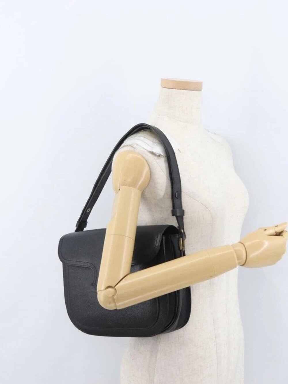 SAINT LAURENT Shoulder Bag Leather Black Gold Auth bs33997 - Picture 1 of 16